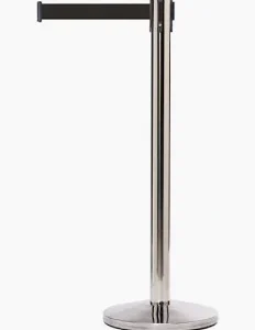 Afzetpaal chrome + treklint 1,80m zwart